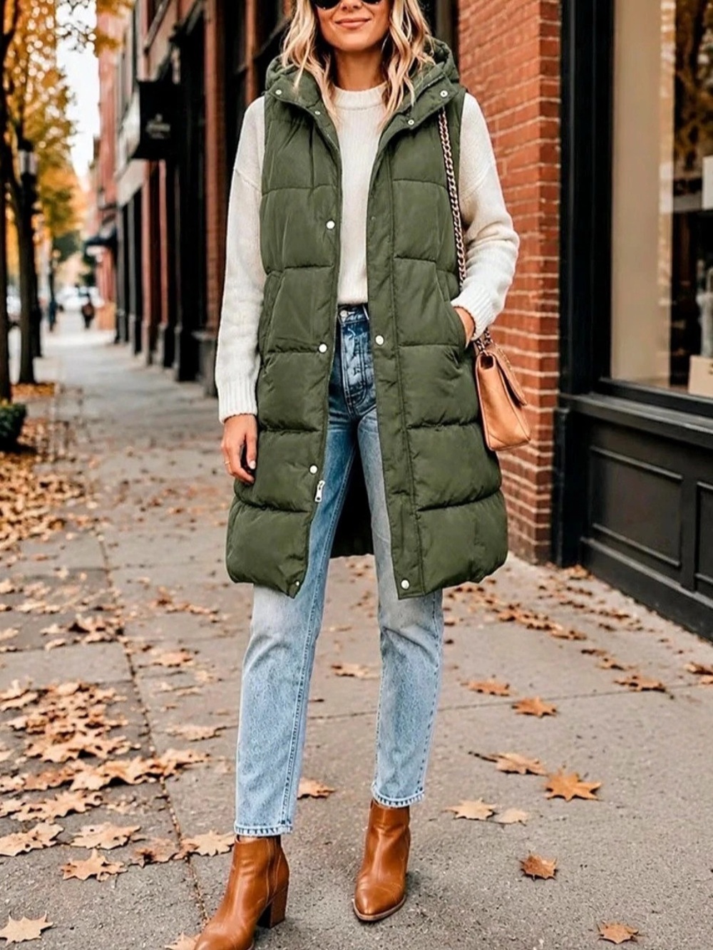 NWOT Viral Amazon Women's Long Puffer Vest Army Green